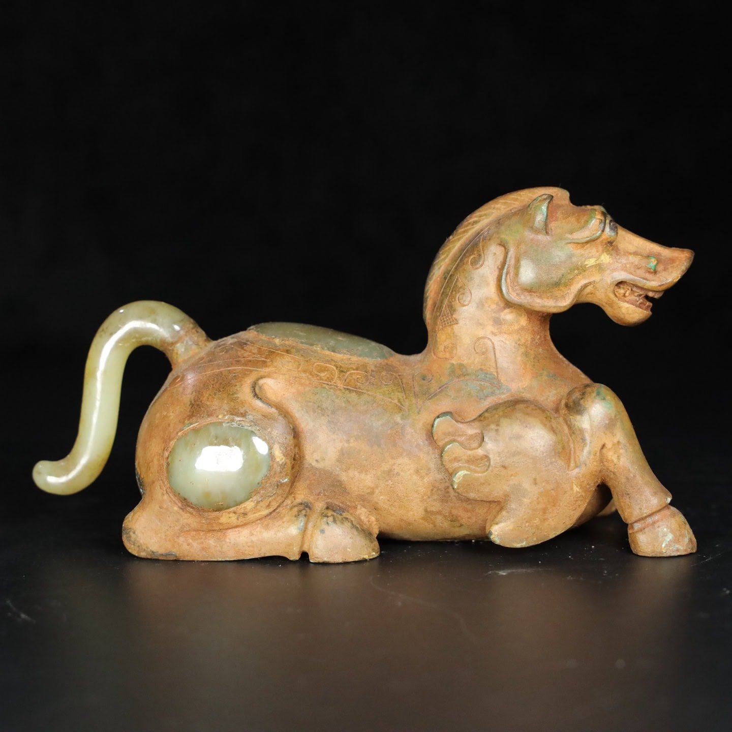 Chinese Natural Jade Carved Horse Ornament