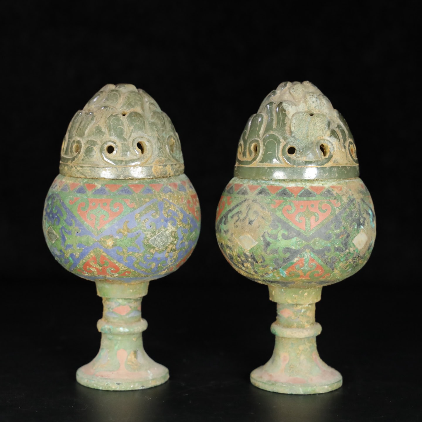 Chinese Natural Jade Carved Incense burner