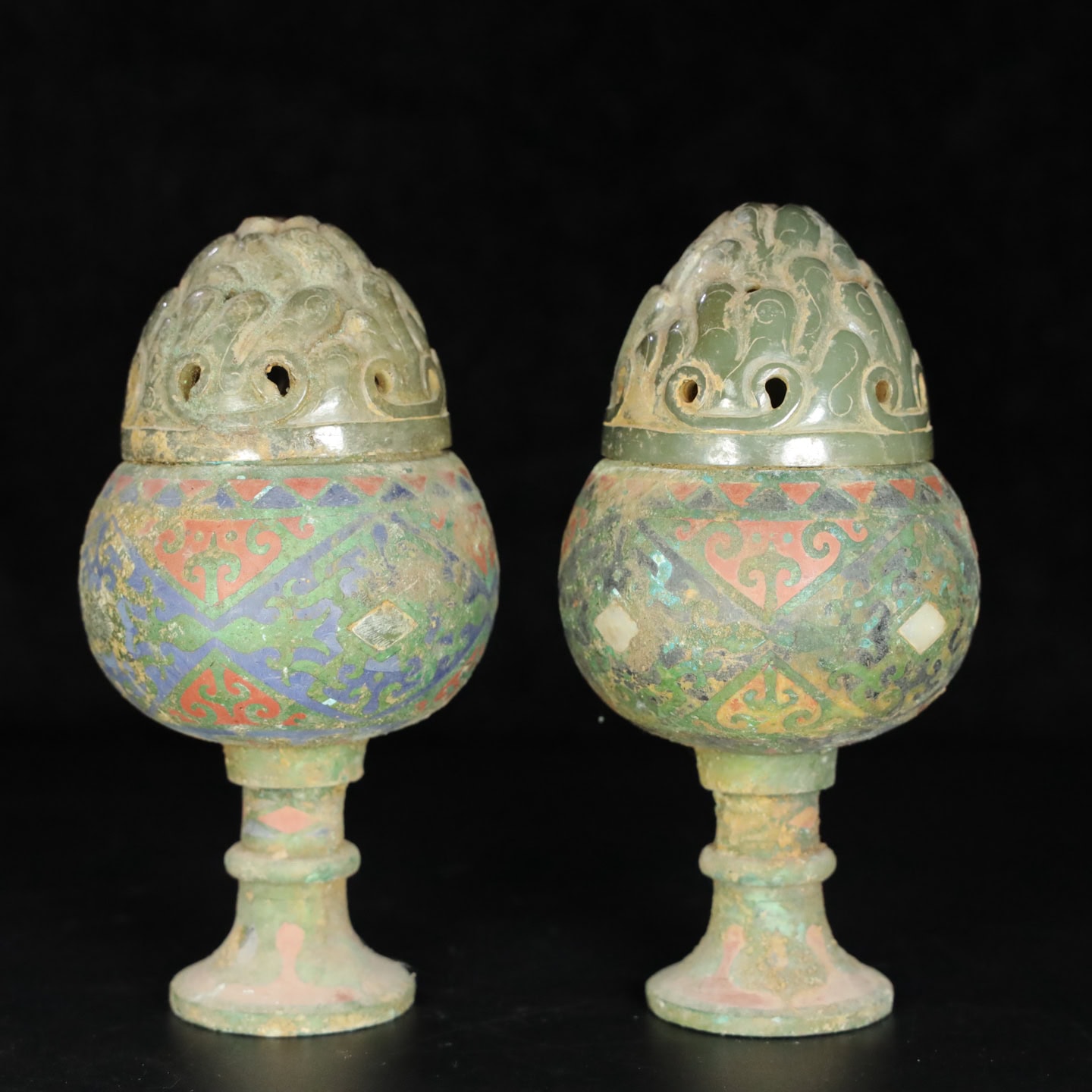 Chinese Natural Jade Carved Incense burner
