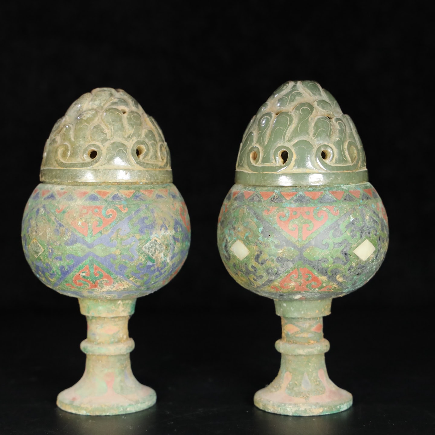 Chinese Natural Jade Carved Incense burner