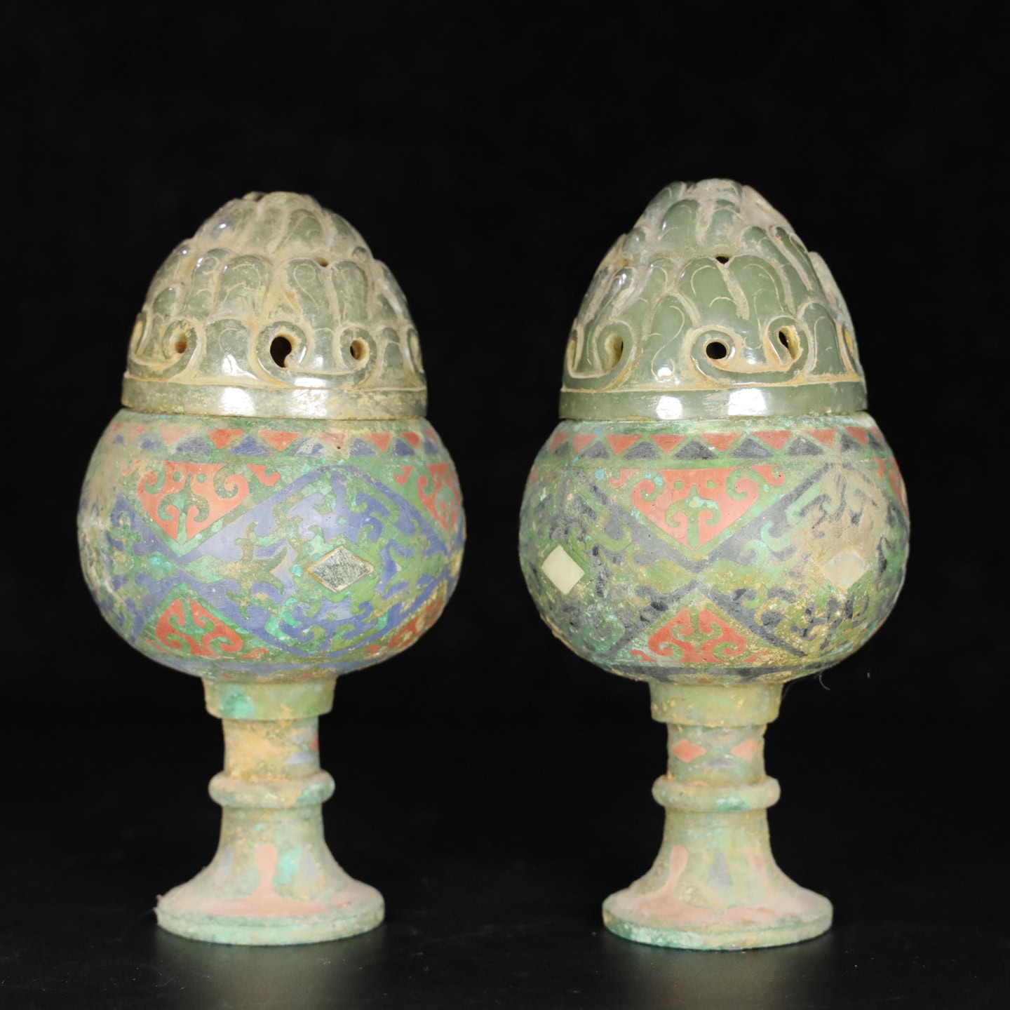 Chinese Natural Jade Carved Incense burner