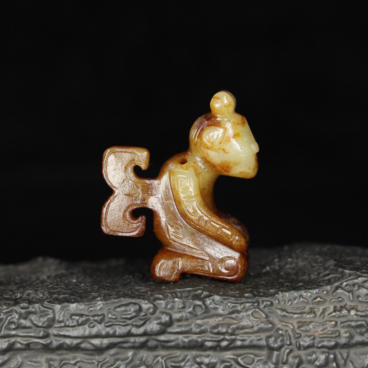 Chinese Natural Jade Carved kneeling figure