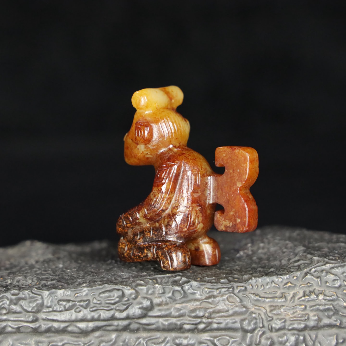 Chinese Natural Jade Carved kneeling figure