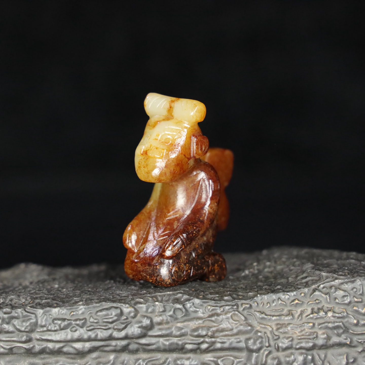 Chinese Natural Jade Carved kneeling figure