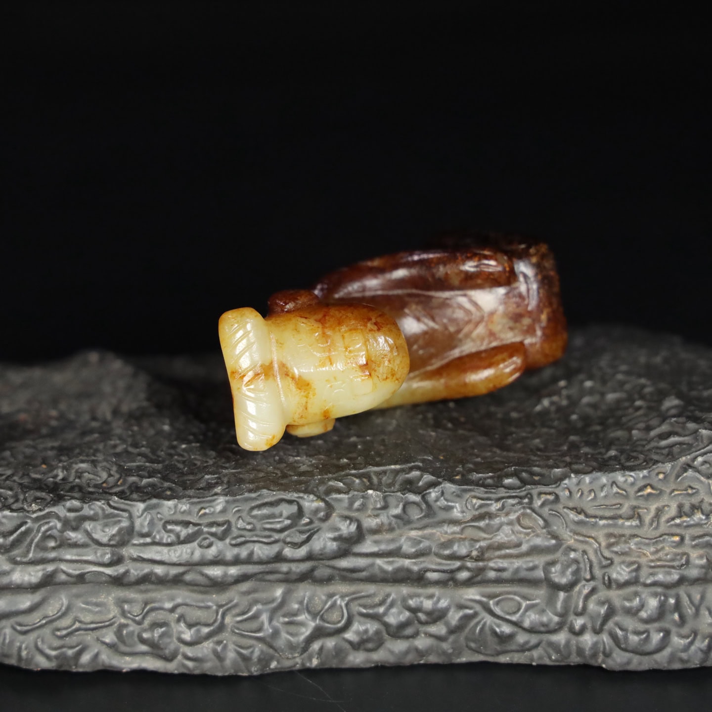 Chinese Natural Jade Carved kneeling figure