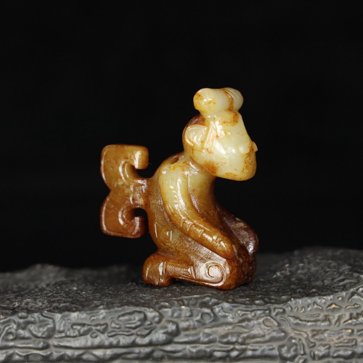 Chinese Natural Jade Carved kneeling figure