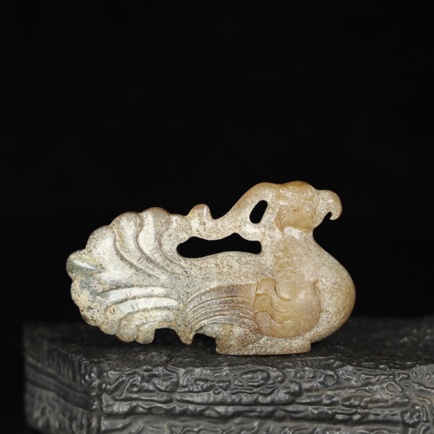 Chinese Natural Jade Carved Phoenix bird