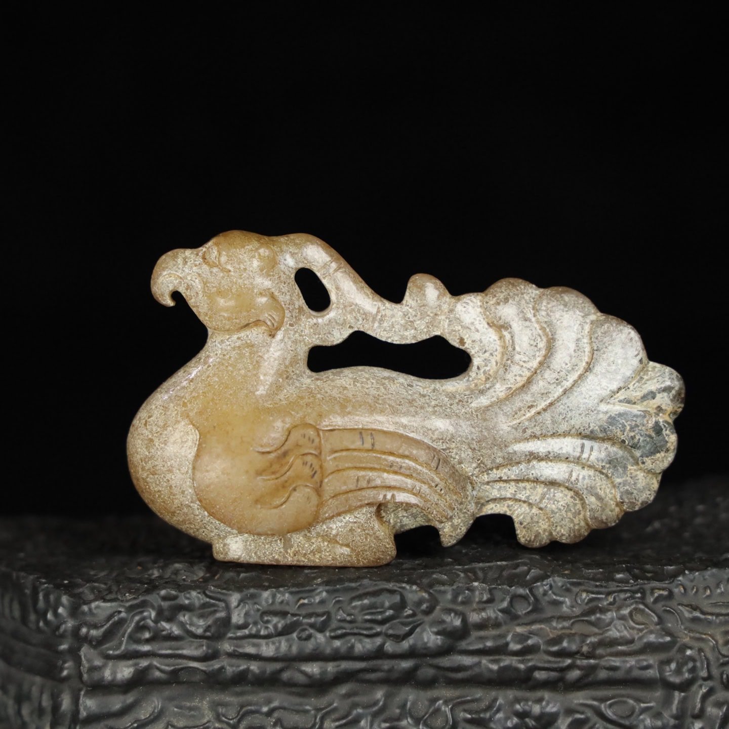 Chinese Natural Jade Carved Phoenix bird