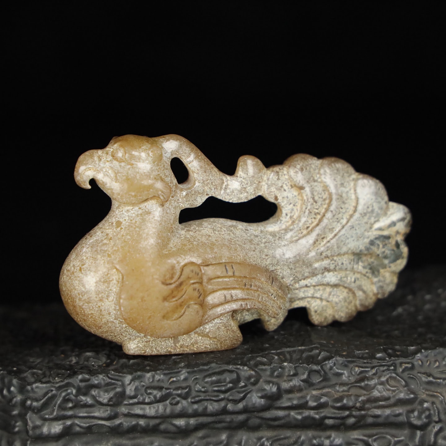 Chinese Natural Jade Carved Phoenix bird