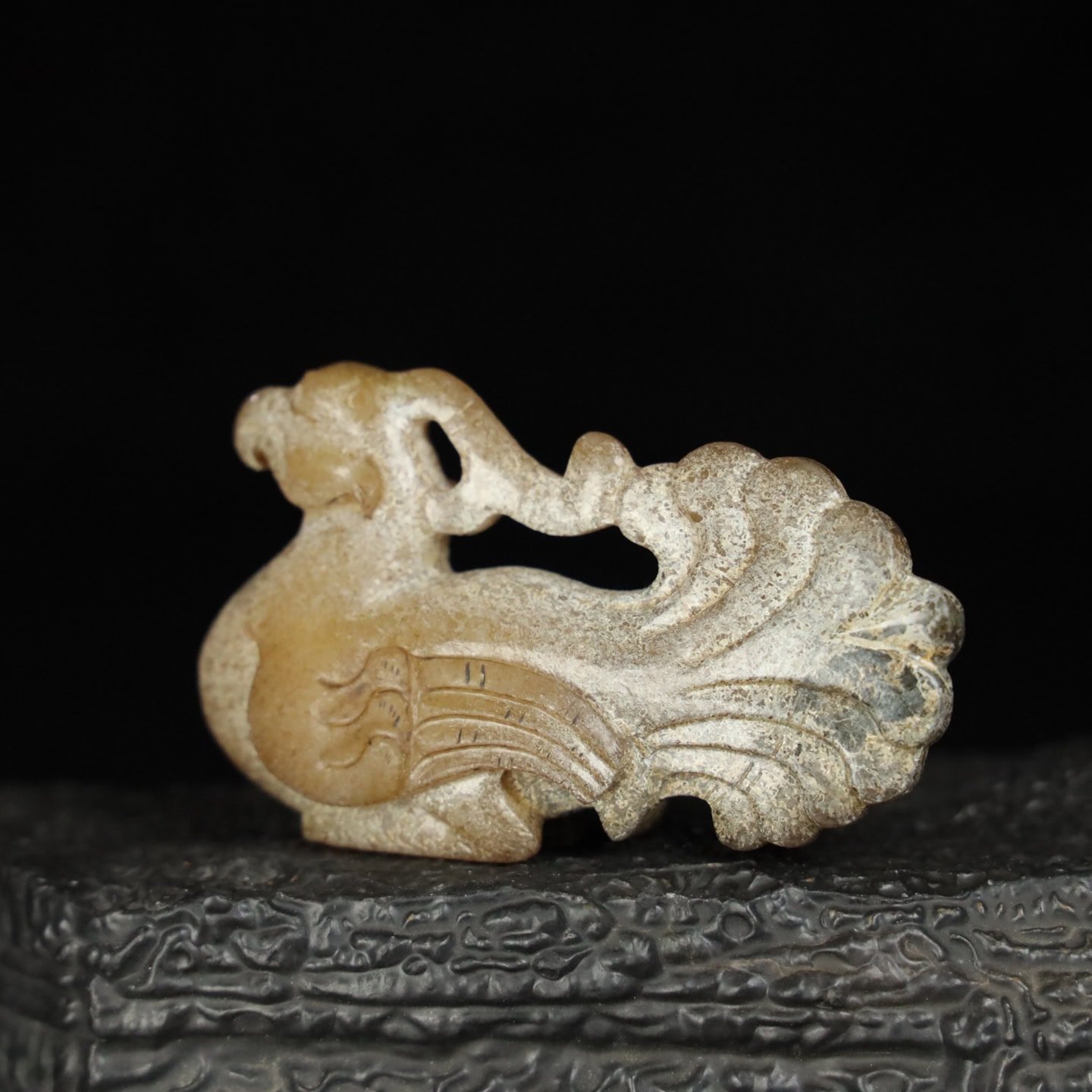 Chinese Natural Jade Carved Phoenix bird