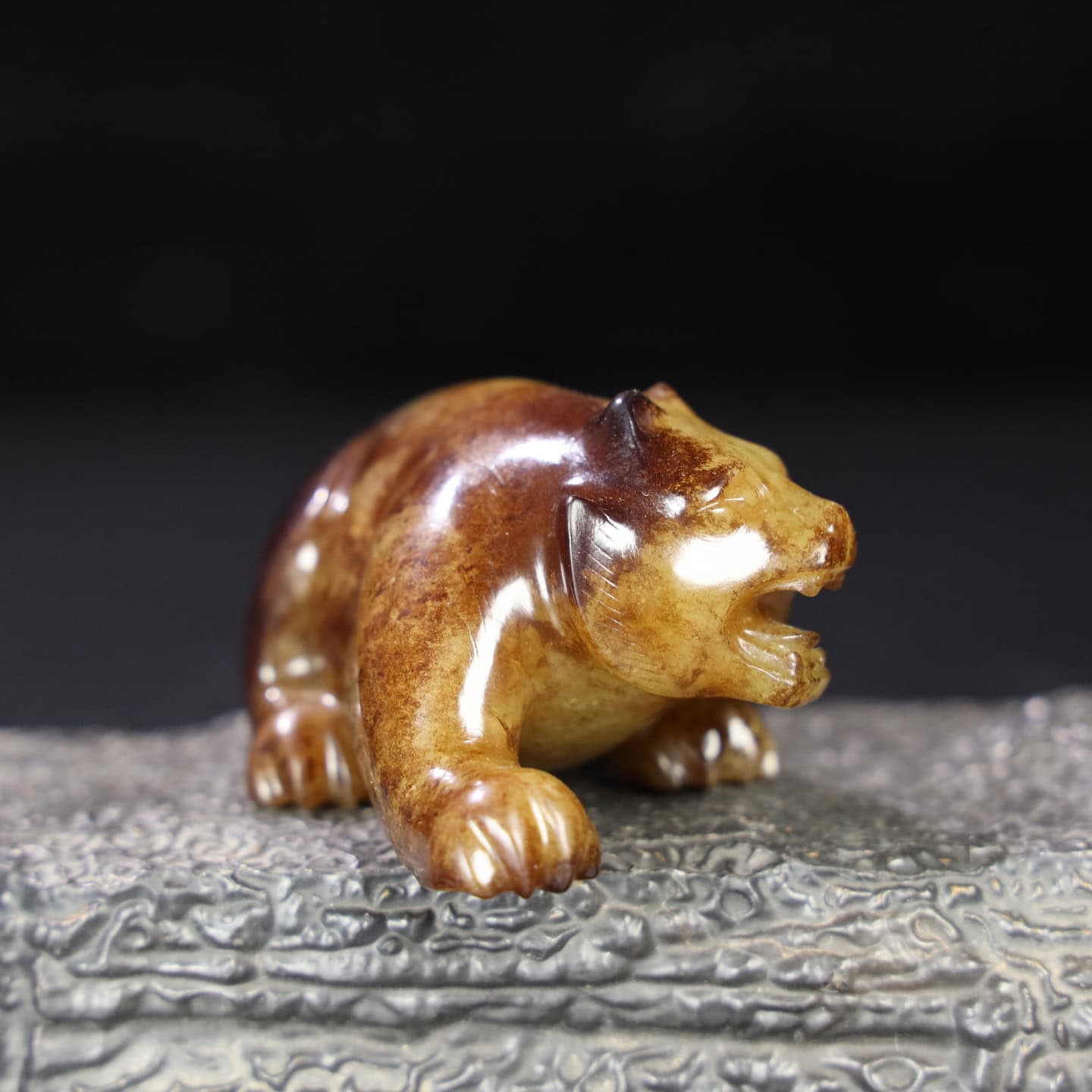 Chinese Natural Jade Carved Bear