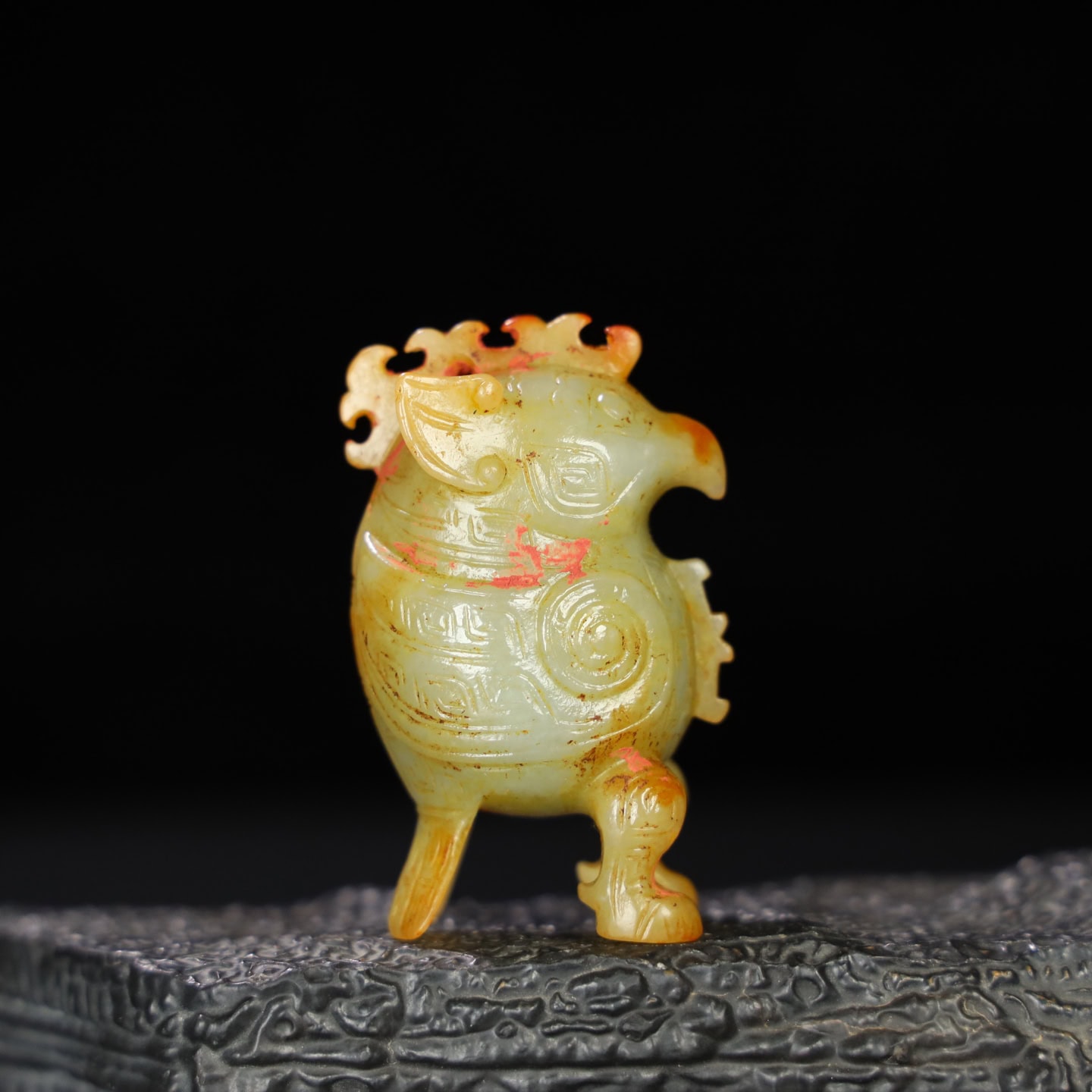 Chinese Natural Jade Carved Owl Ornament