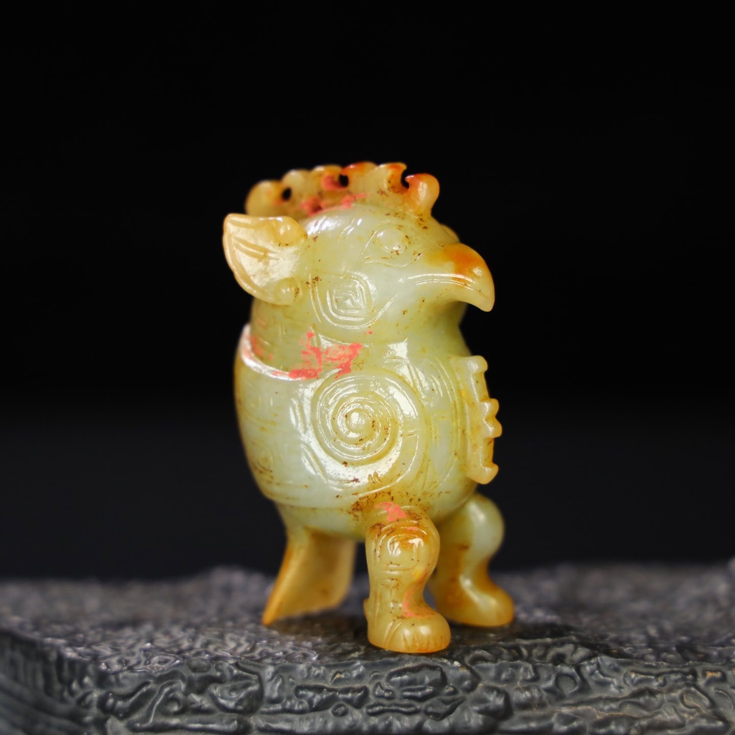 Chinese Natural Jade Carved Owl Ornament