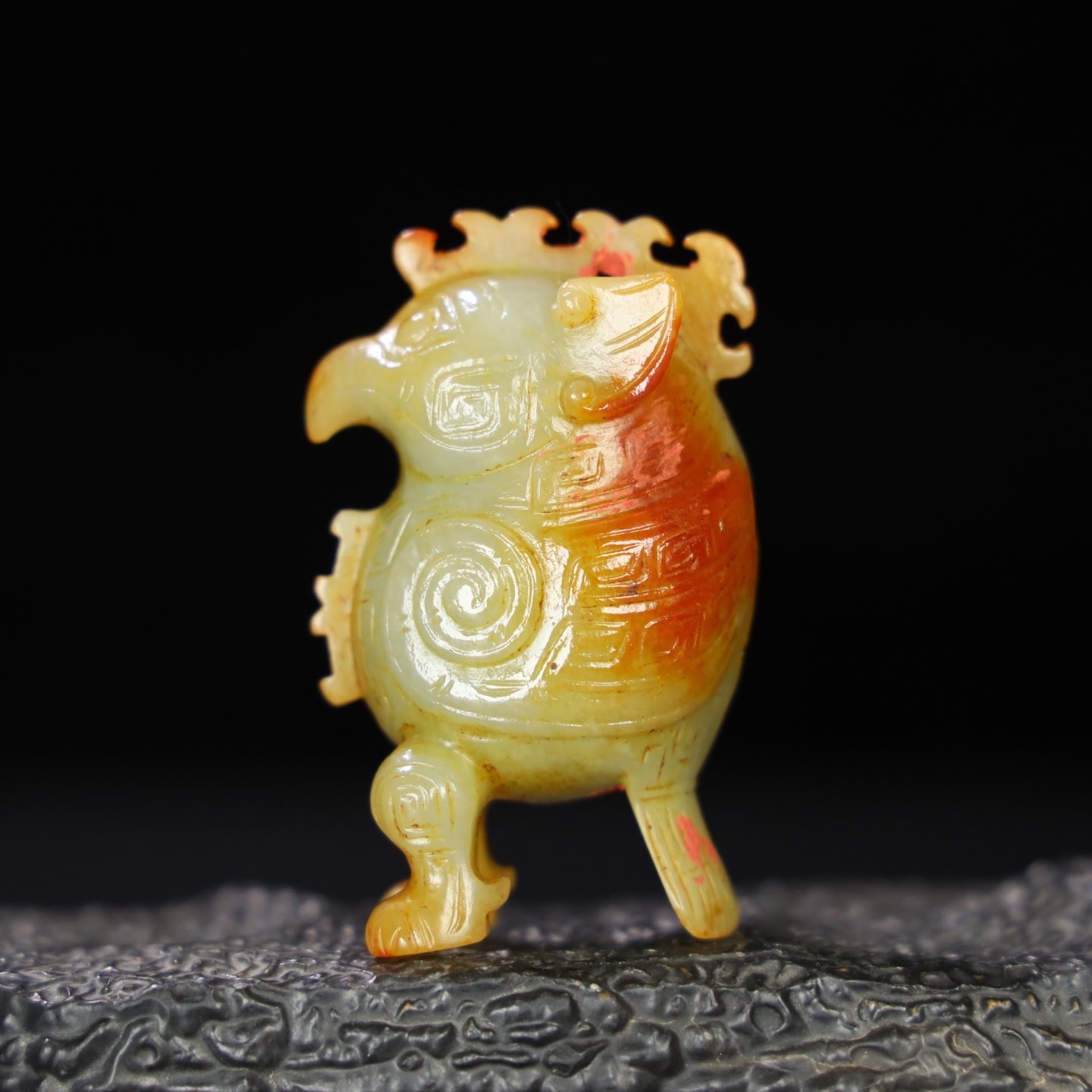 Chinese Natural Jade Carved Owl Ornament