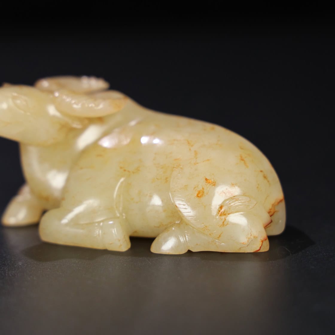 Chinese Natural Jade Carved Cow