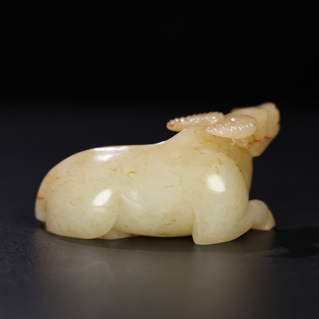 Chinese Natural Jade Carved Cow