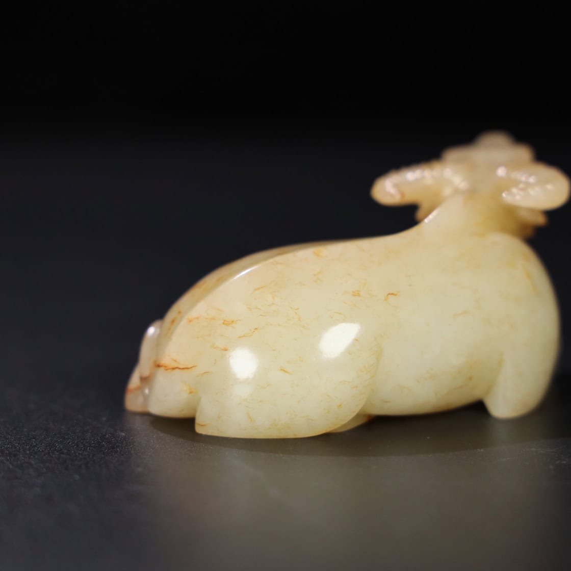 Chinese Natural Jade Carved Cow