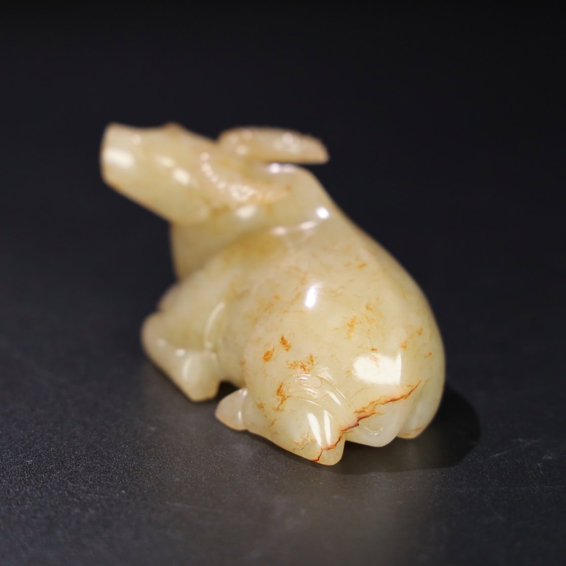Chinese Natural Jade Carved Cow