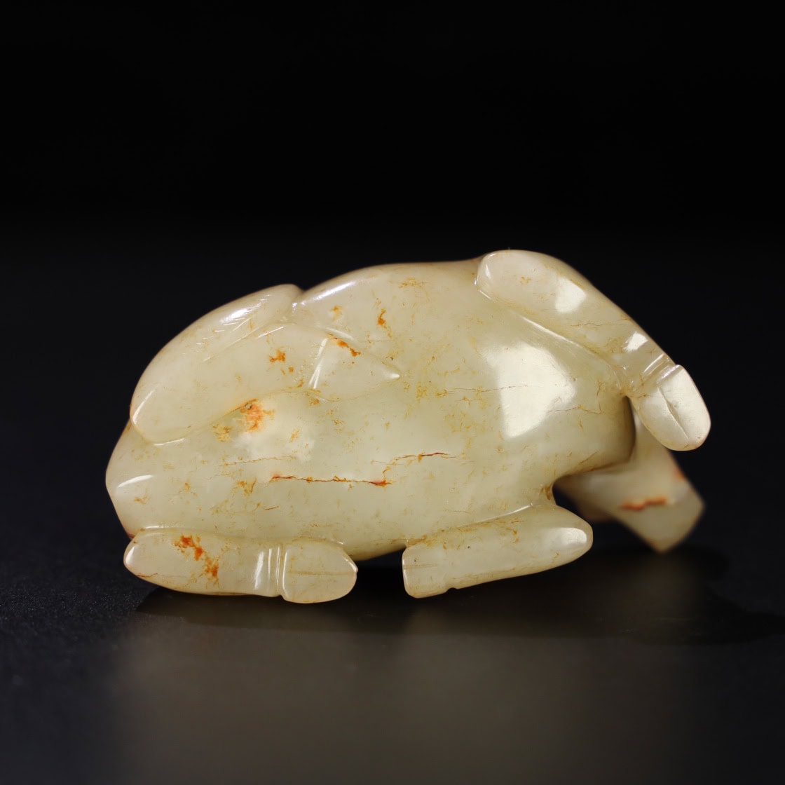 Chinese Natural Jade Carved Cow
