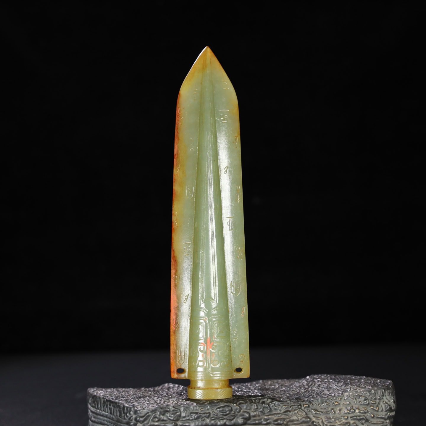 Chinese Natural Jade Carved Weapons