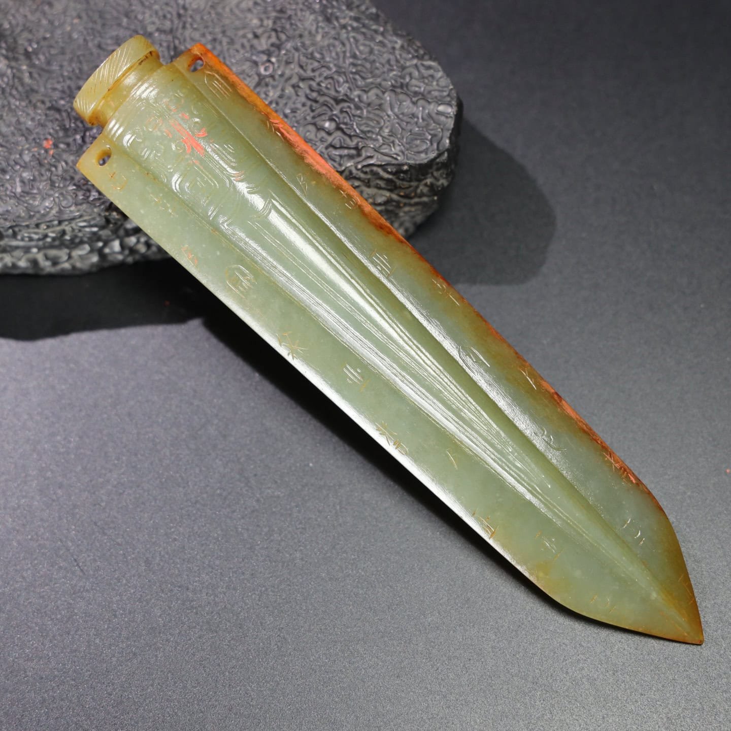 Chinese Natural Jade Carved Weapons
