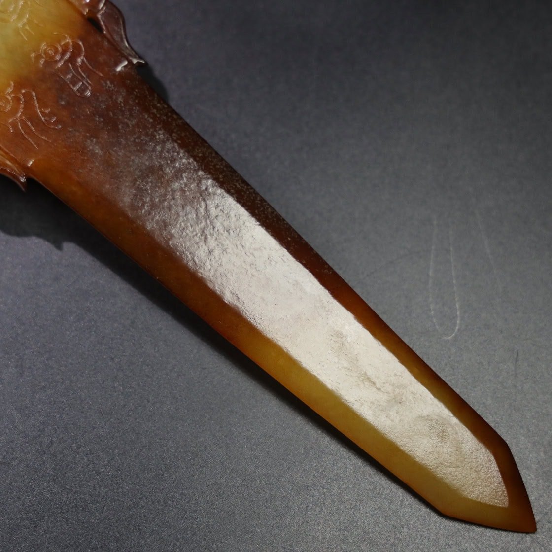 Chinese Natural Jade Carved Weapons
