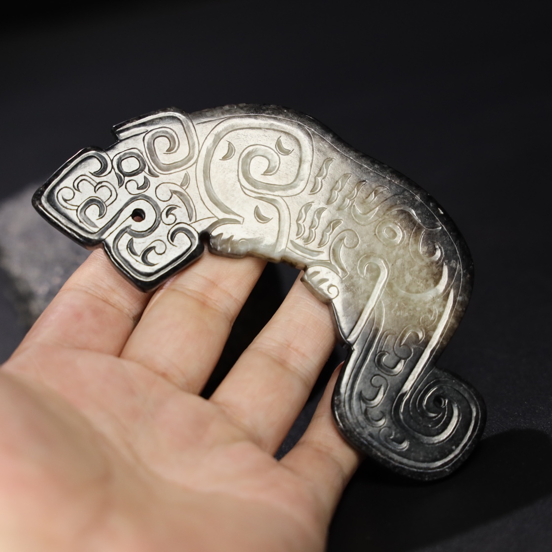 Chinese Natural Jade Carved tiger pendant