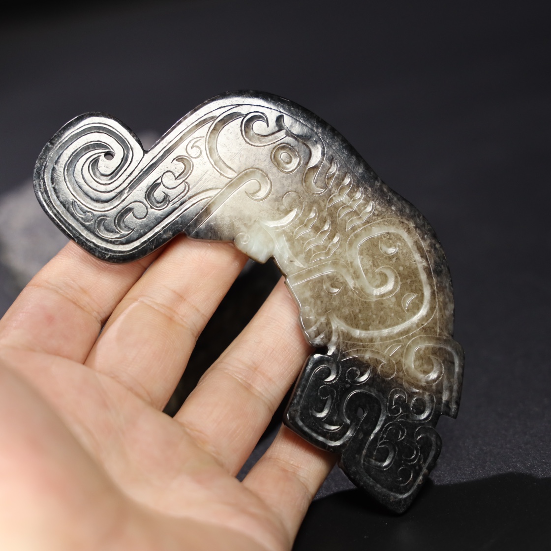 Chinese Natural Jade Carved tiger pendant