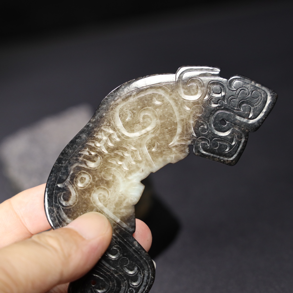Chinese Natural Jade Carved tiger pendant