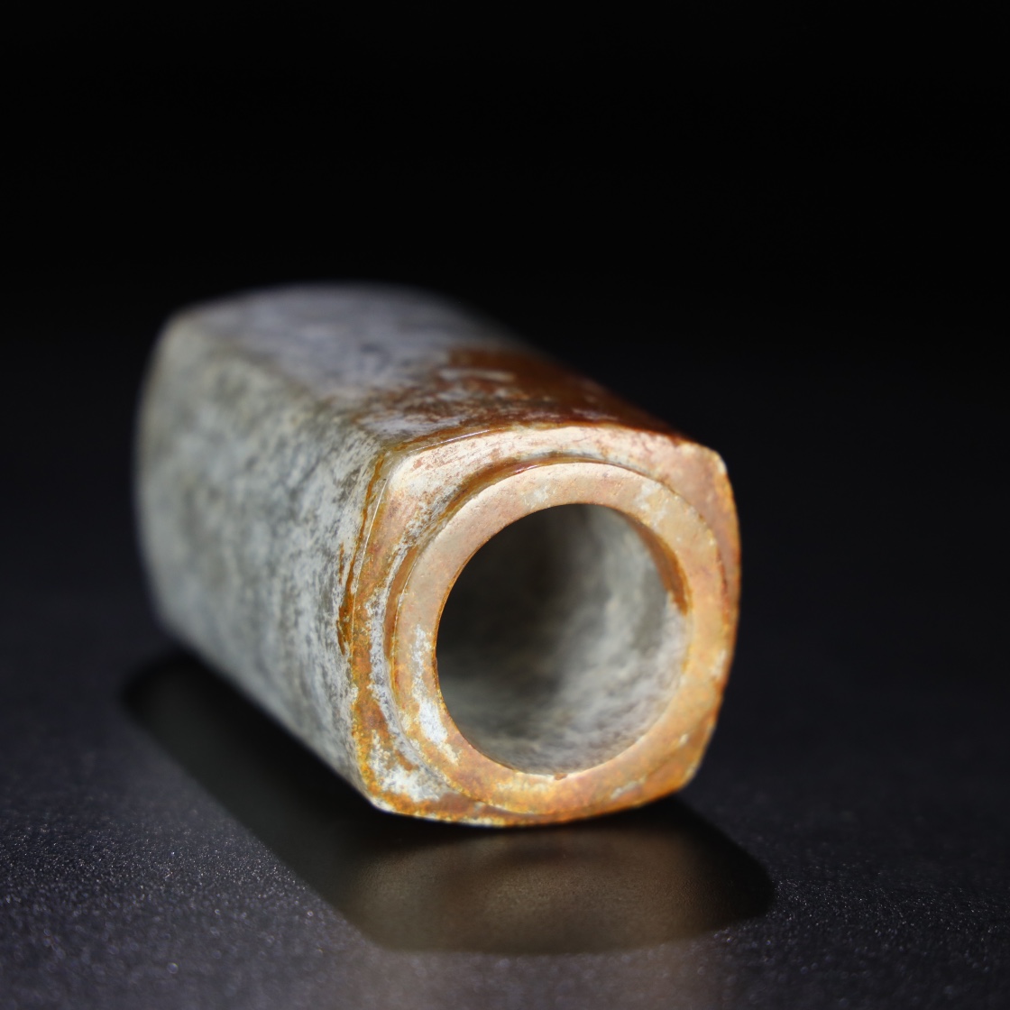 Chinese Natural Jade Carved Cong Ornament