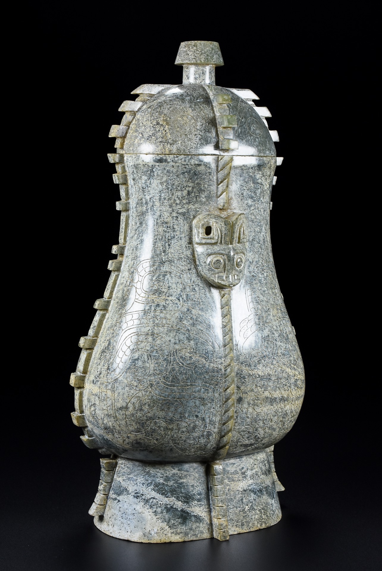 Chinese Natural Jade Carved Vase