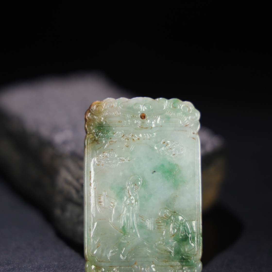 Chinese Natural Jade Carved Plaque