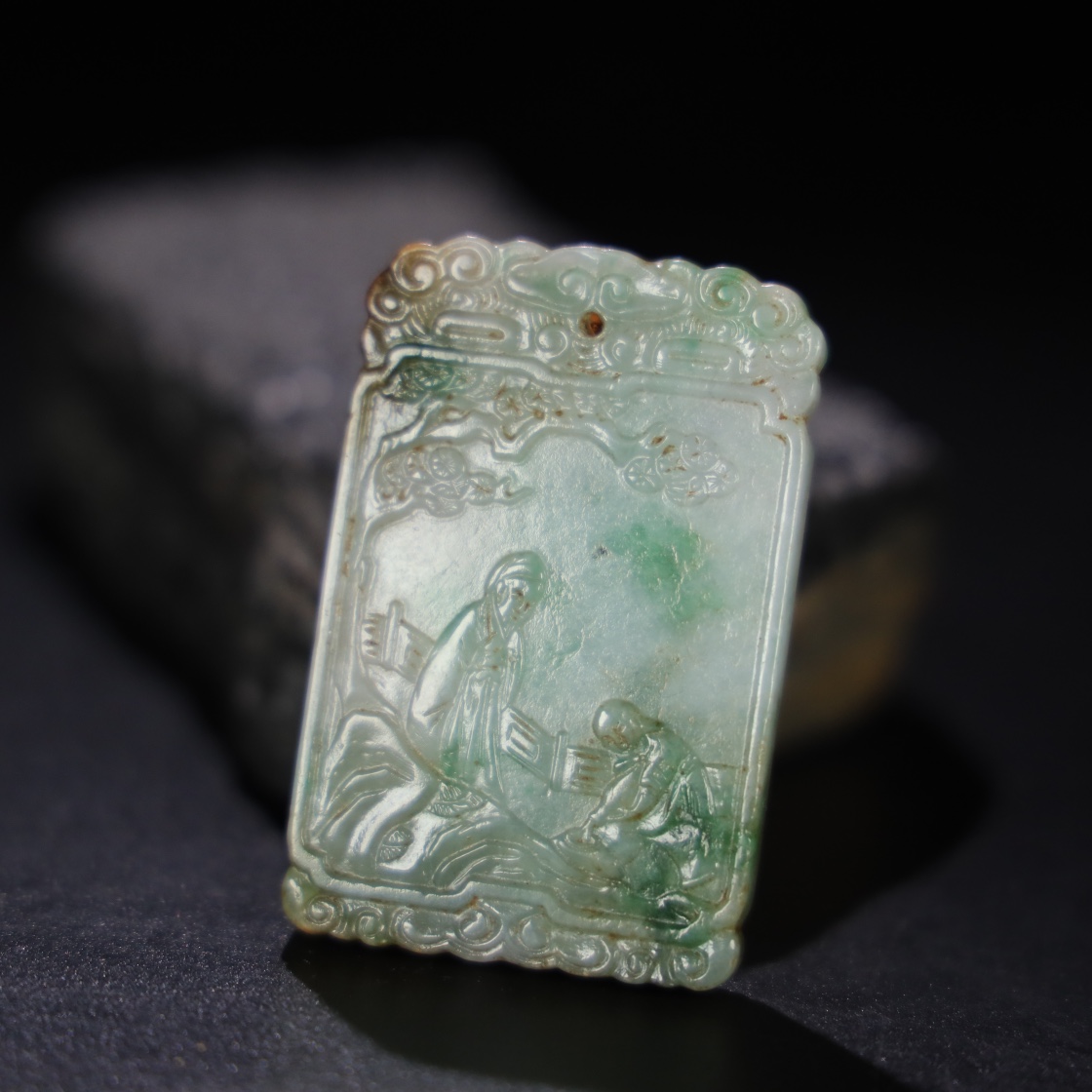 Chinese Natural Jade Carved Plaque
