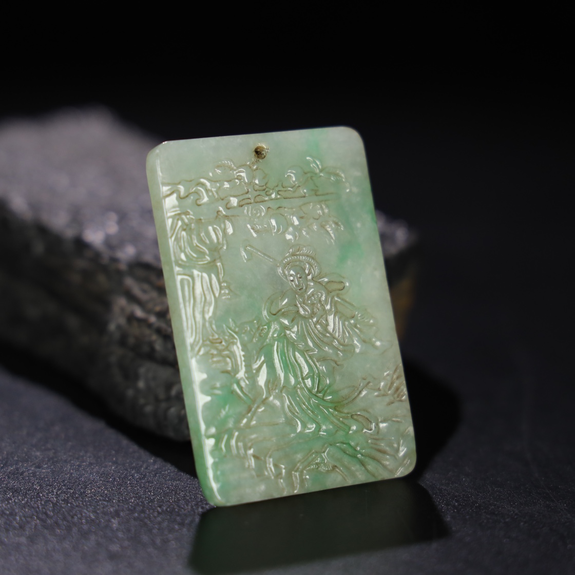 Chinese Natural Jade Carved Plaque