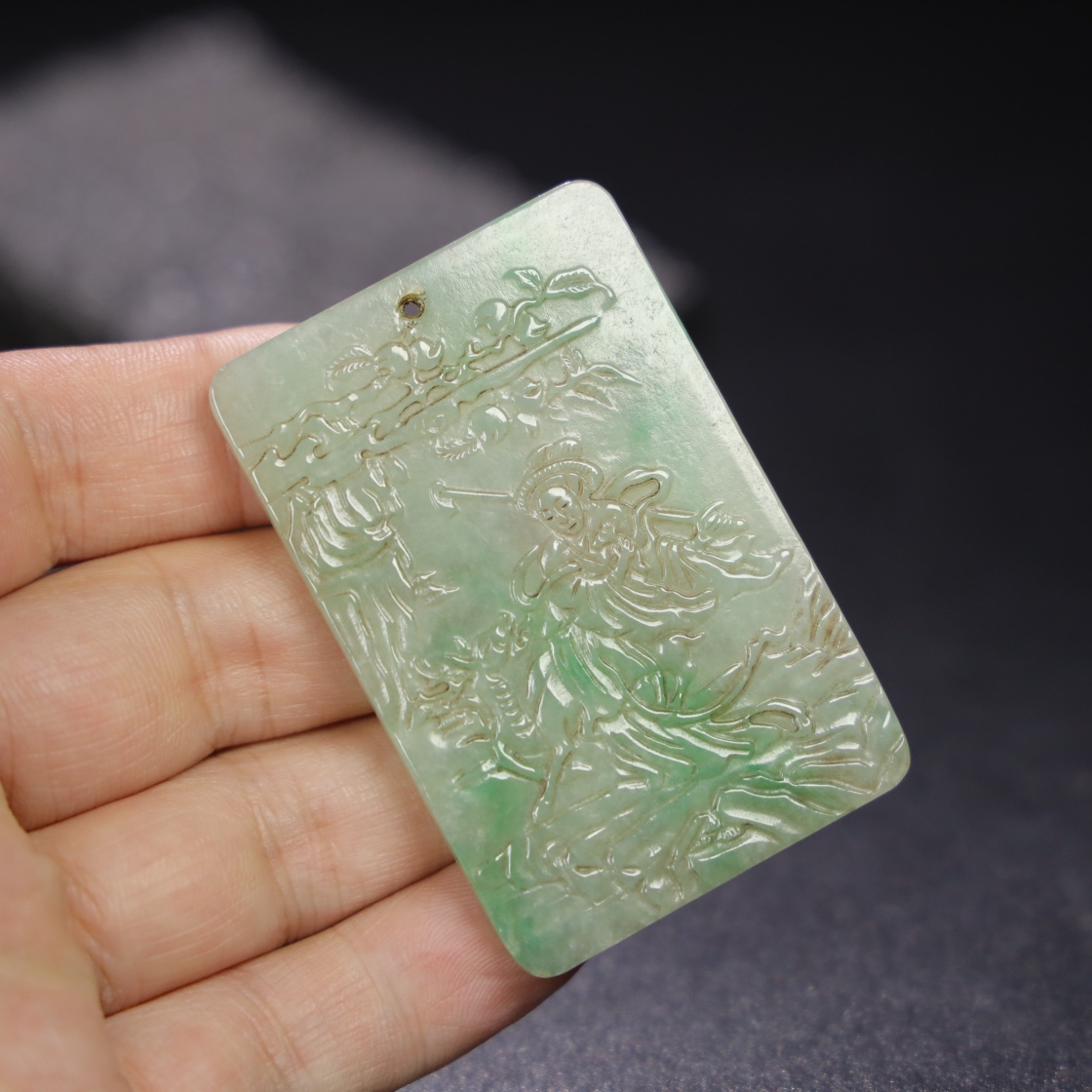 Chinese Natural Jade Carved Plaque