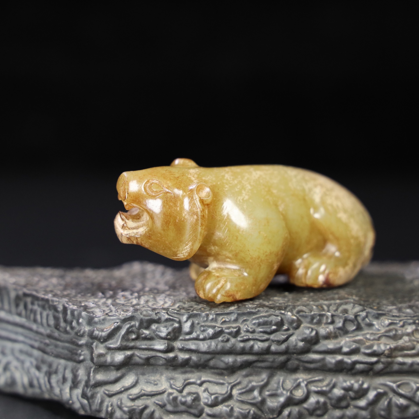 Chinese Natural Jade Carved Bear