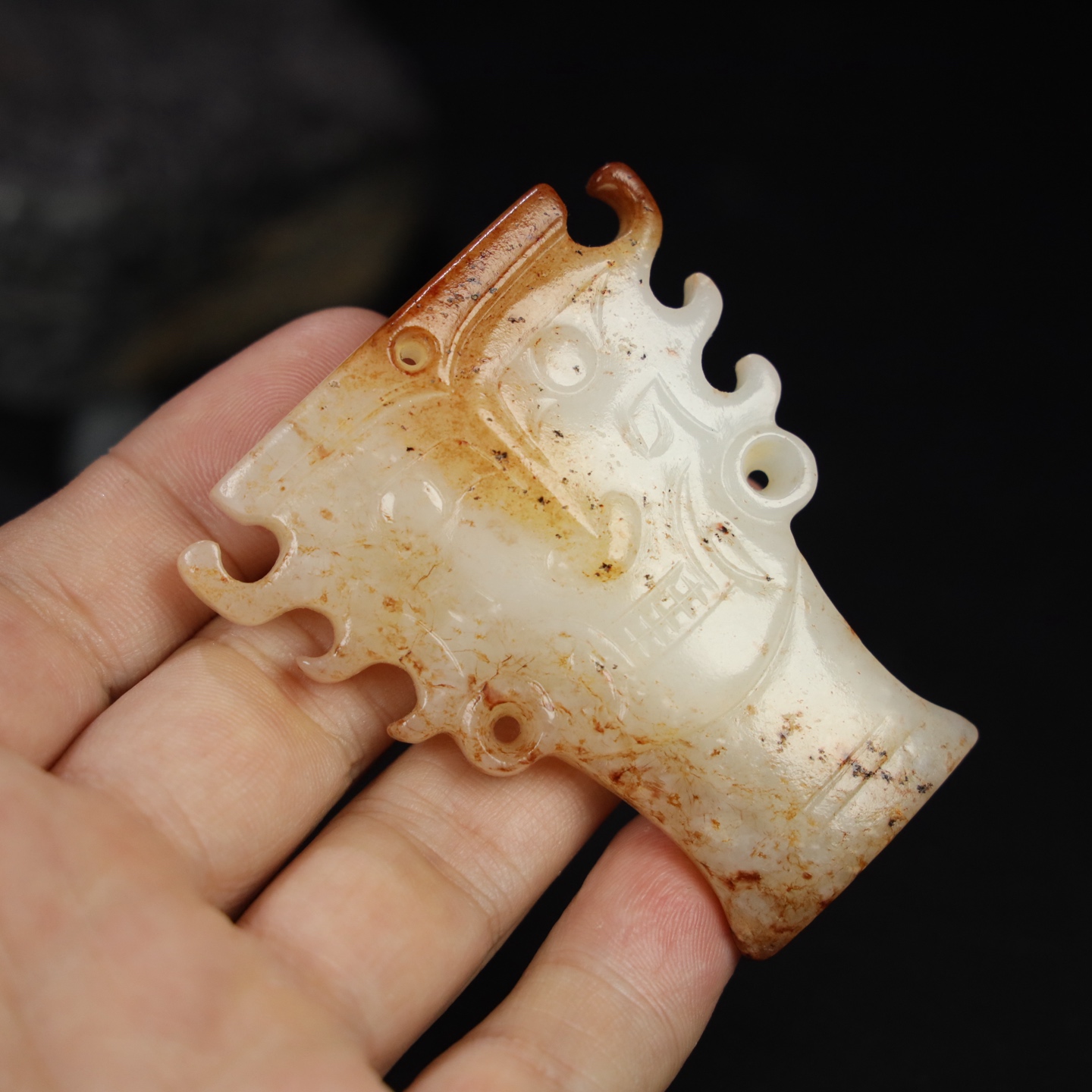 Chinese Natural Jade Carved masks