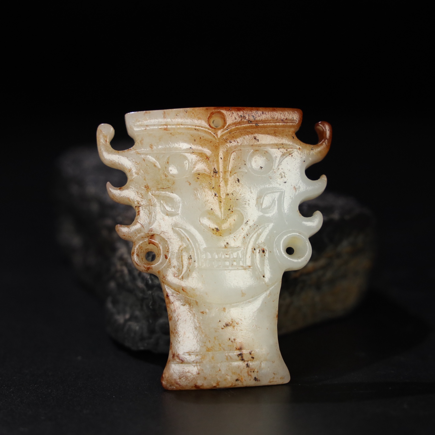 Chinese Natural Jade Carved masks