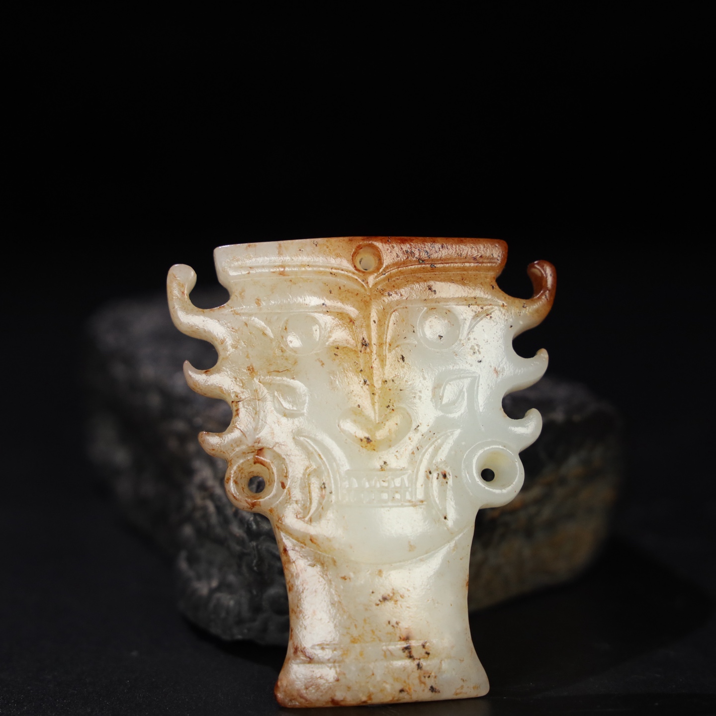 Chinese Natural Jade Carved masks