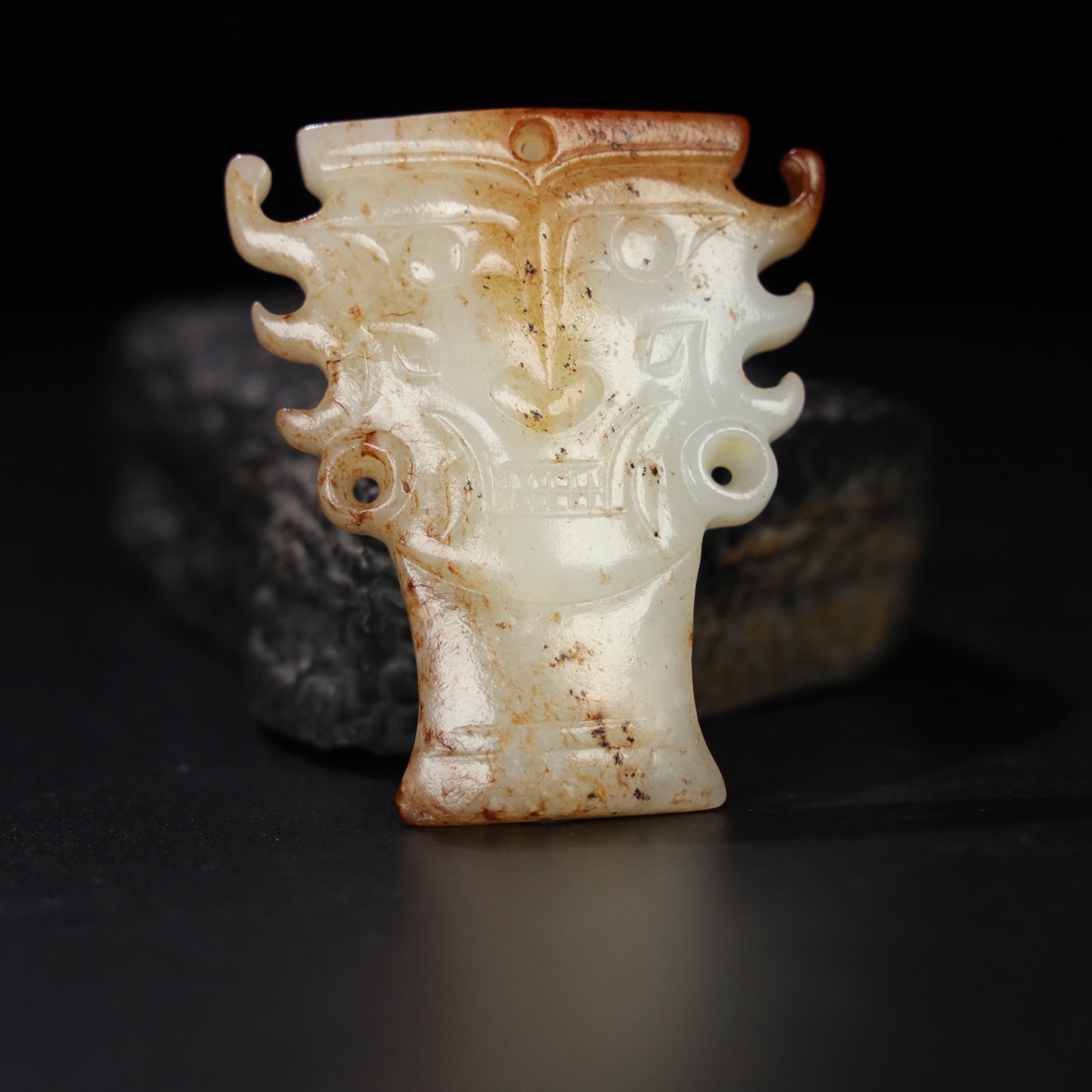 Chinese Natural Jade Carved masks