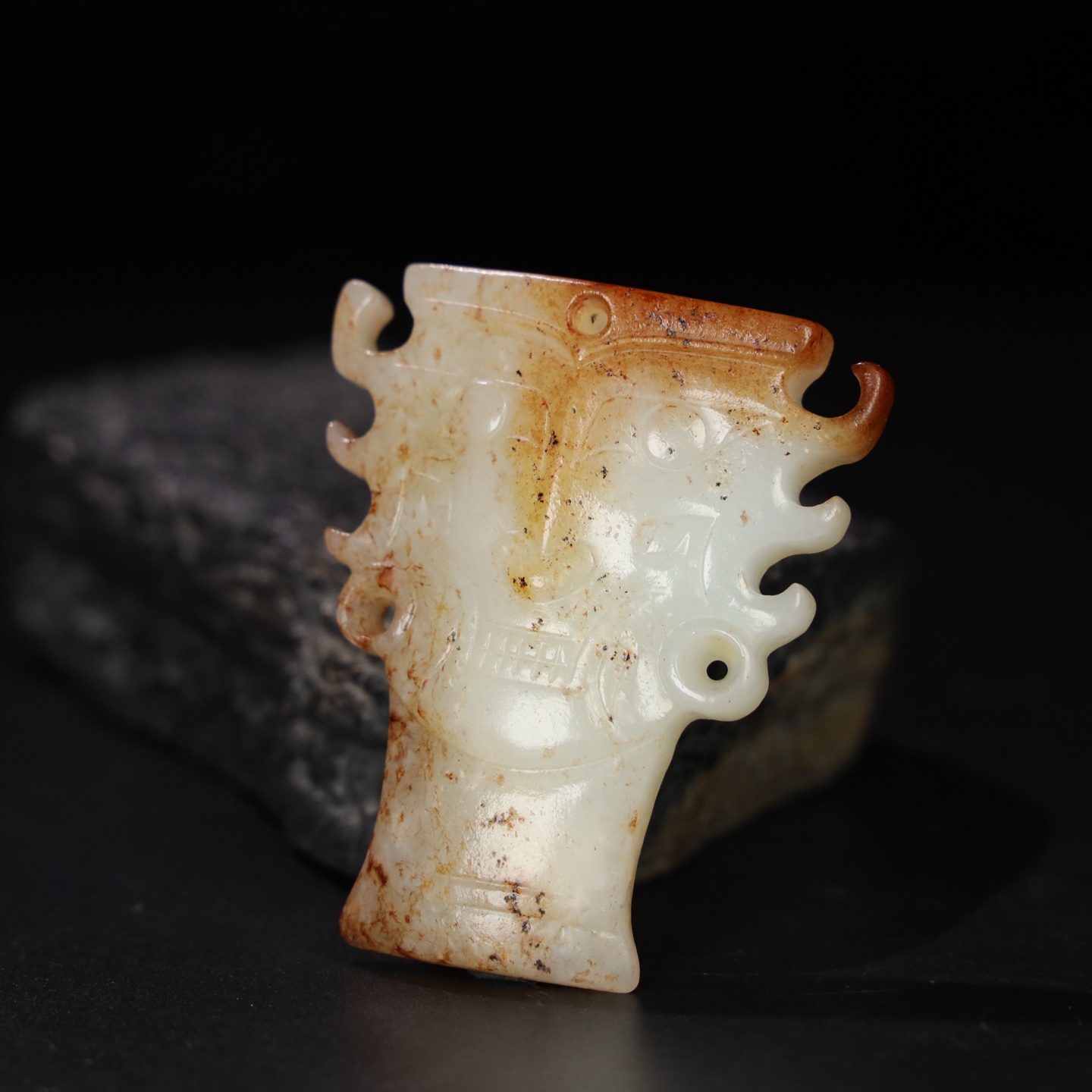 Chinese Natural Jade Carved masks