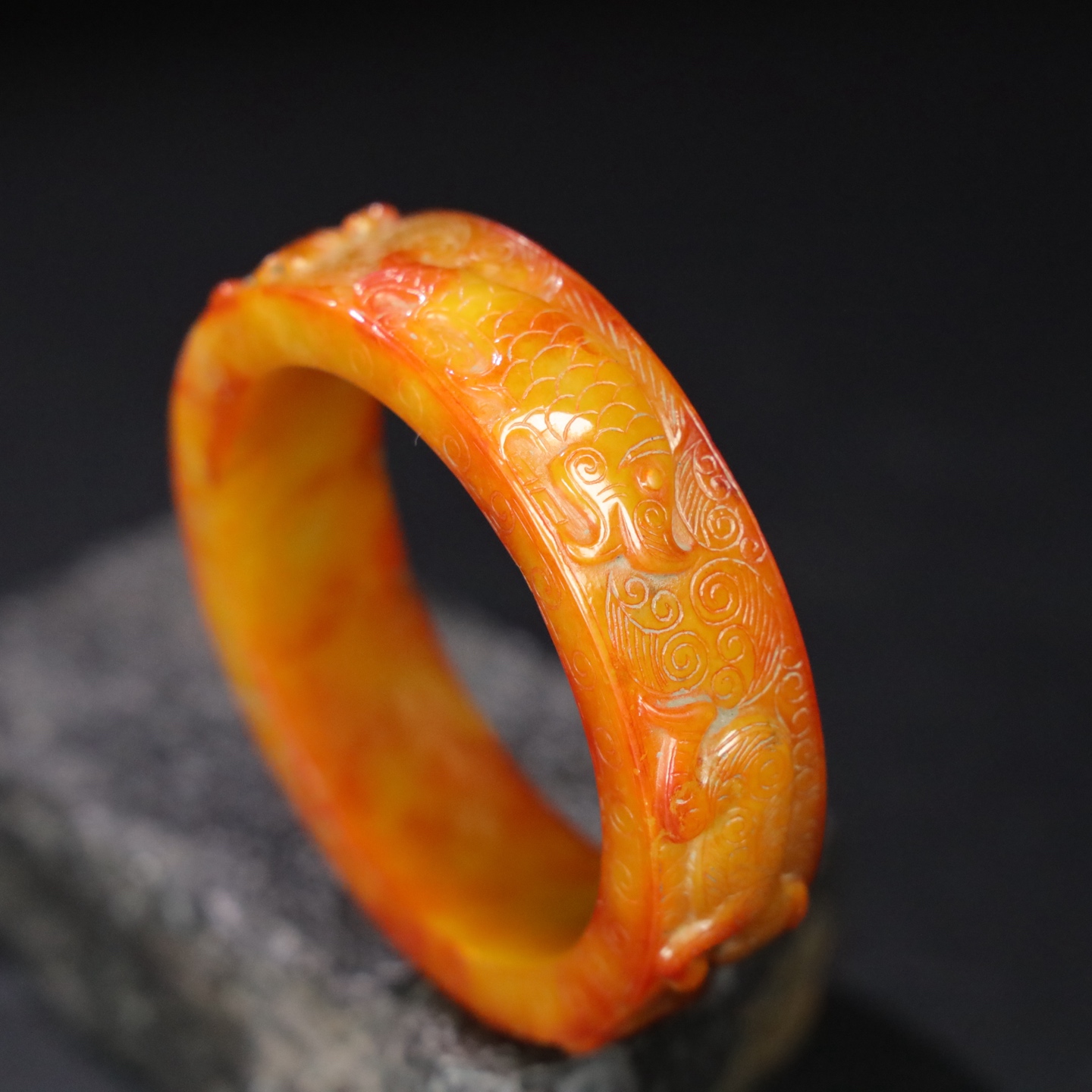 Chinese Natural Jade Carved Bracelet