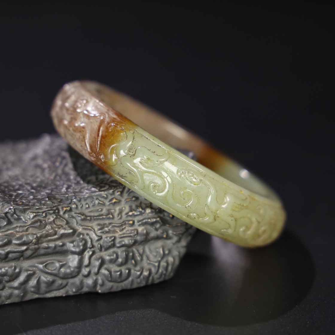 Chinese Natural Jade Carved Bracelet