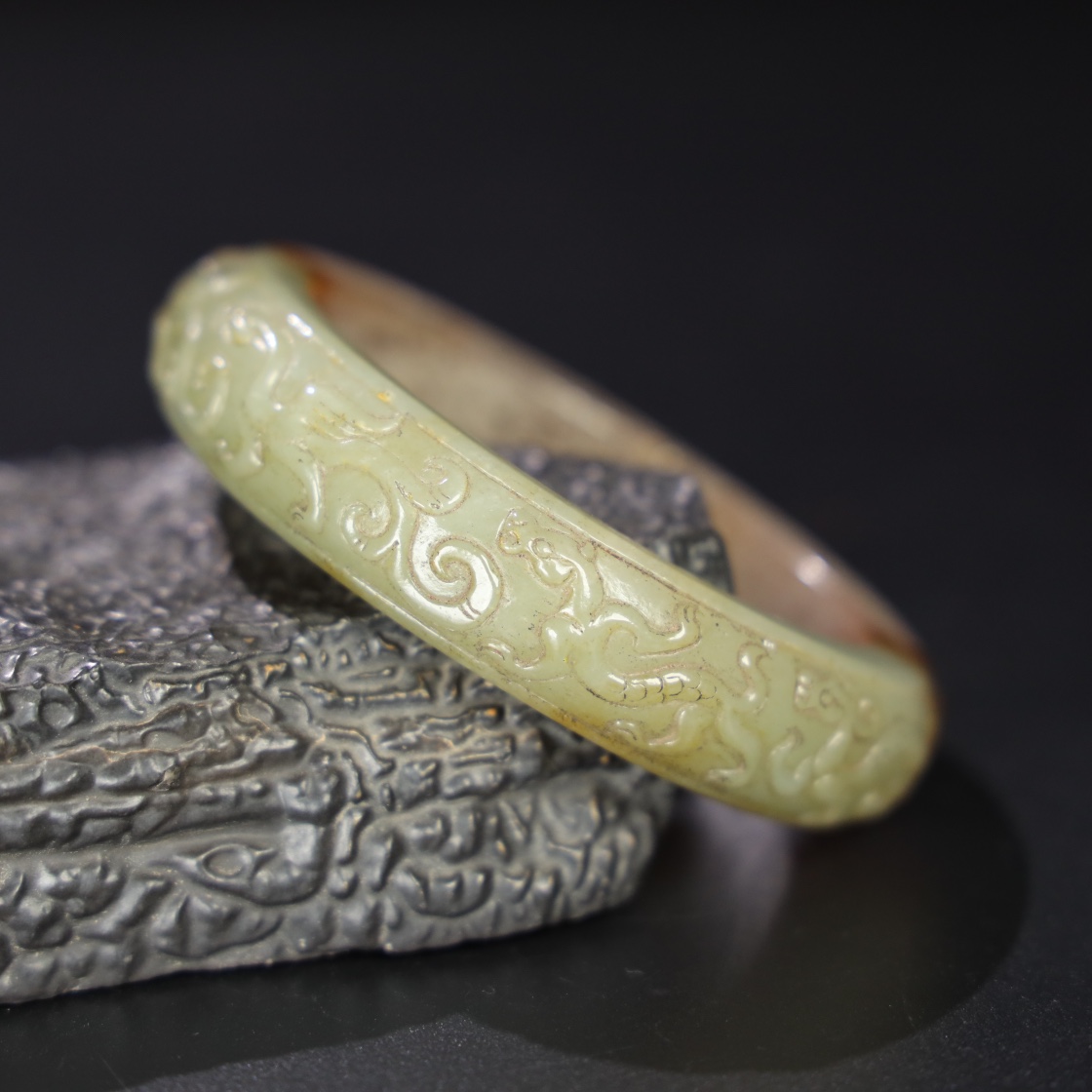 Chinese Natural Jade Carved Bracelet
