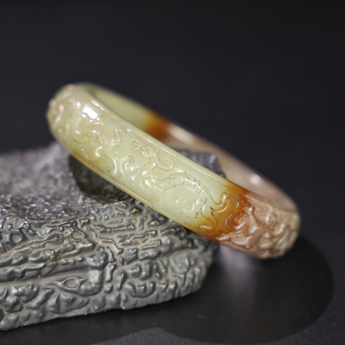 Chinese Natural Jade Carved Bracelet