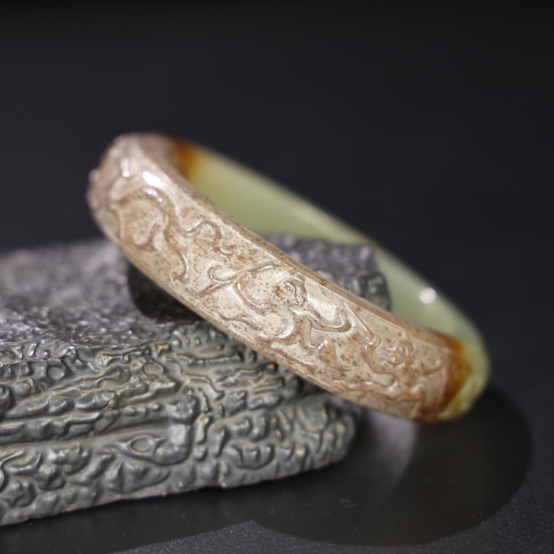 Chinese Natural Jade Carved Bracelet