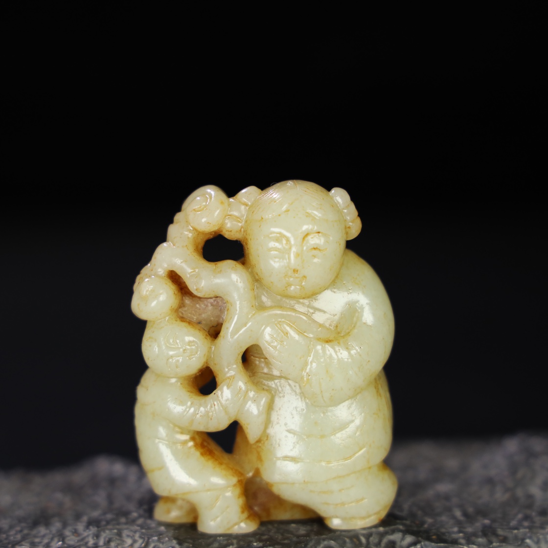 Chinese Natural Jade Carved Boy