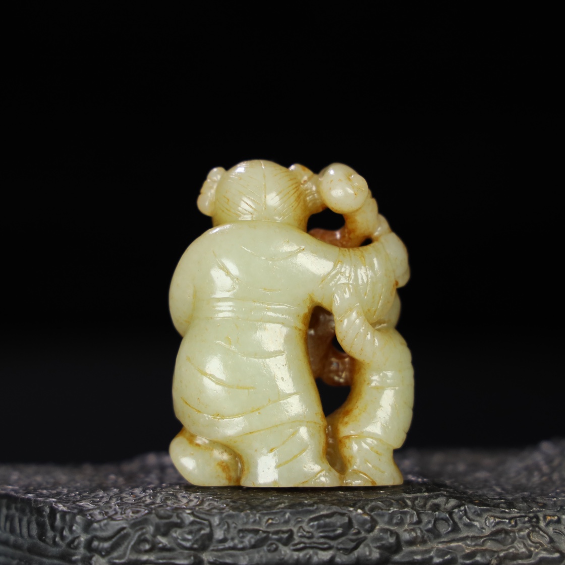 Chinese Natural Jade Carved Boy
