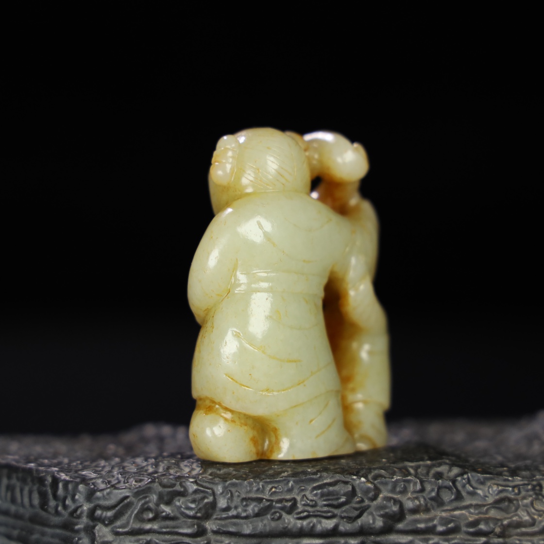 Chinese Natural Jade Carved Boy