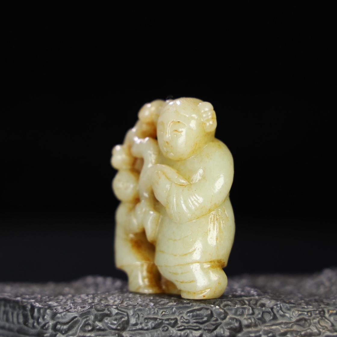 Chinese Natural Jade Carved Boy